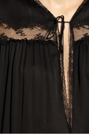 Saint Laurent Silk jumpsuit with lace trim