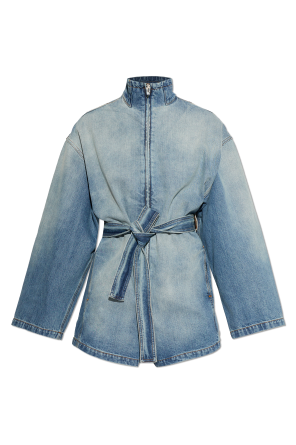 Denim jumpsuit with belt