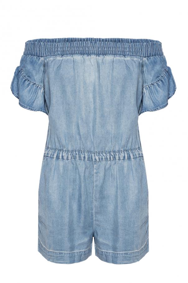 off the shoulder denim playsuit