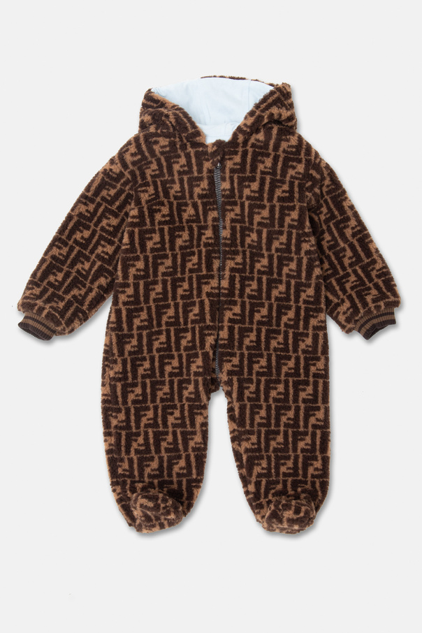 fendi brown Kids Fleece jumpsuit