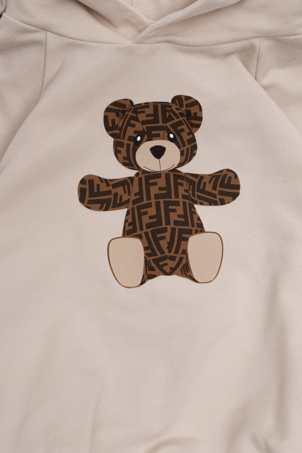 Fendi Kids Crochet fendi varnished logo hooded coat item