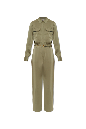 Satin jumpsuit with belt