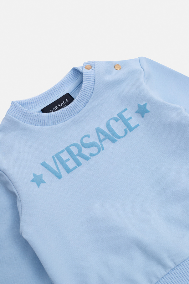 Versace Kids Duke Tall T-Shirt mit abgerundetem Saum in Marineblau