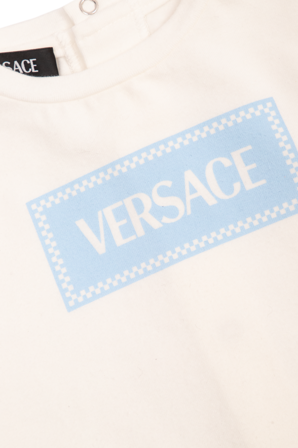 Versace Kids White Cotton T-shirt With Spray Marker Back Print