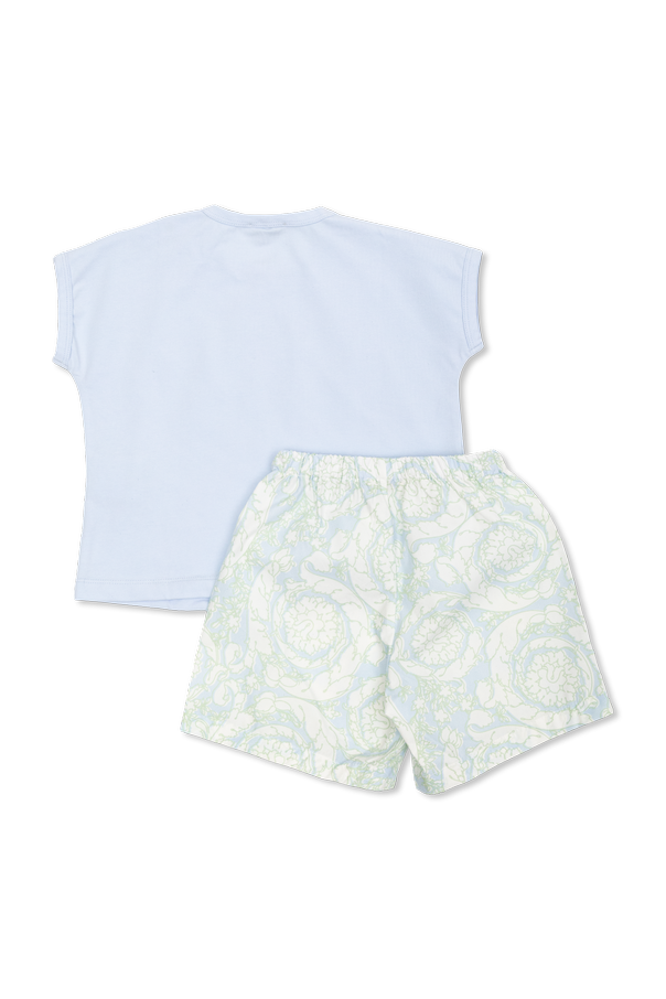 Versace Kids Детски комплект (тениска и шорти) с принт „Delayed Outline Barocco“