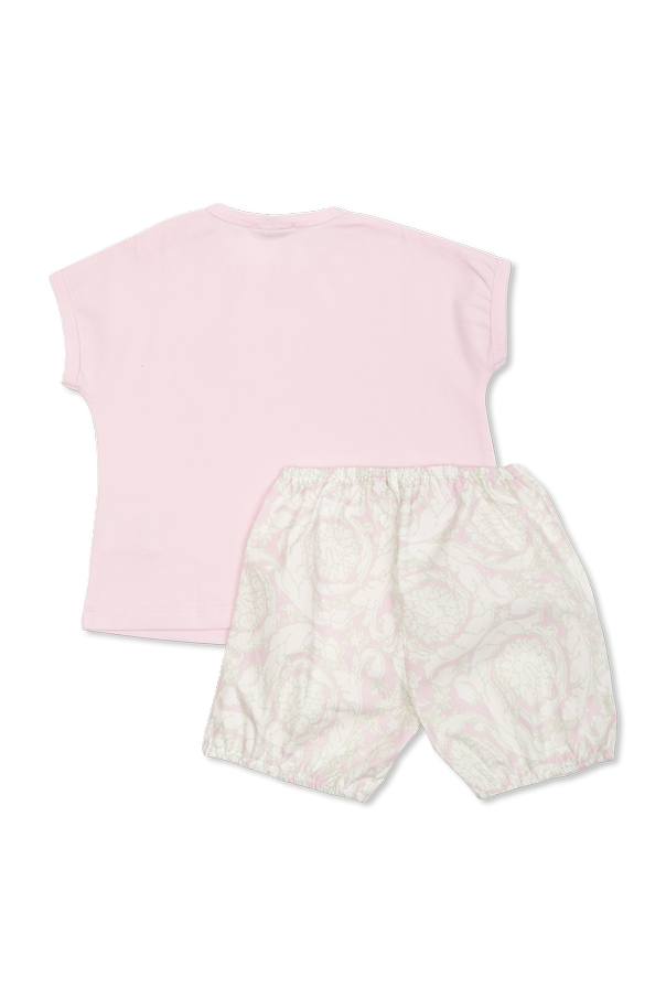 Versace Kids Комплект тениска и шорти от памук с принт „Delayed Outline Barocco“