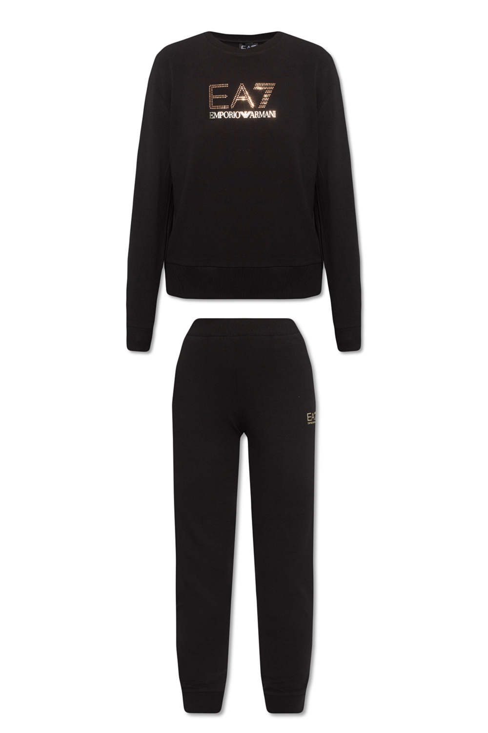 Ea7 Emporio Armani logo-embroidered tracksuit set - Black