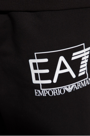 EA7 Emporio Armani Giorgio Armani logo-patch knitted beanie Schwarz