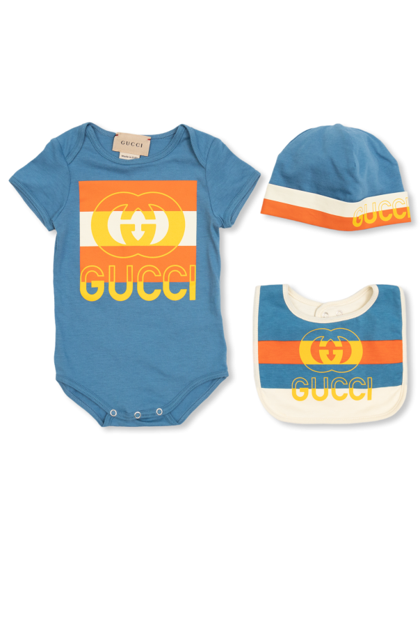 Gucci Kids Bodysuit, beanie & bib set