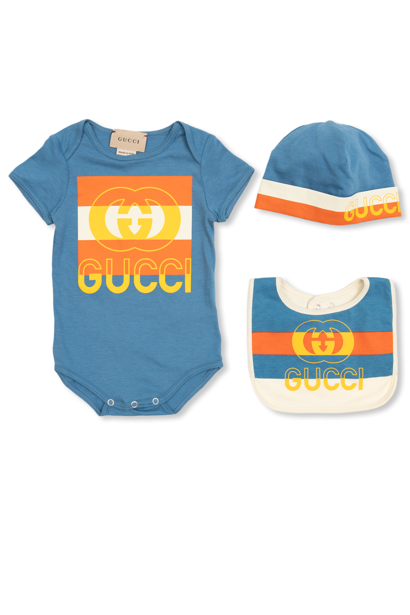 Gucci Baby Beige Cotton Beanie & Bodysuit Set Gucci