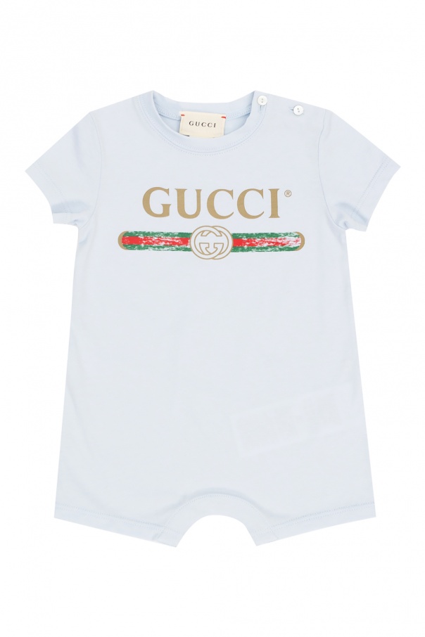 Gucci Kids Onesie, hat logo-print and bib set