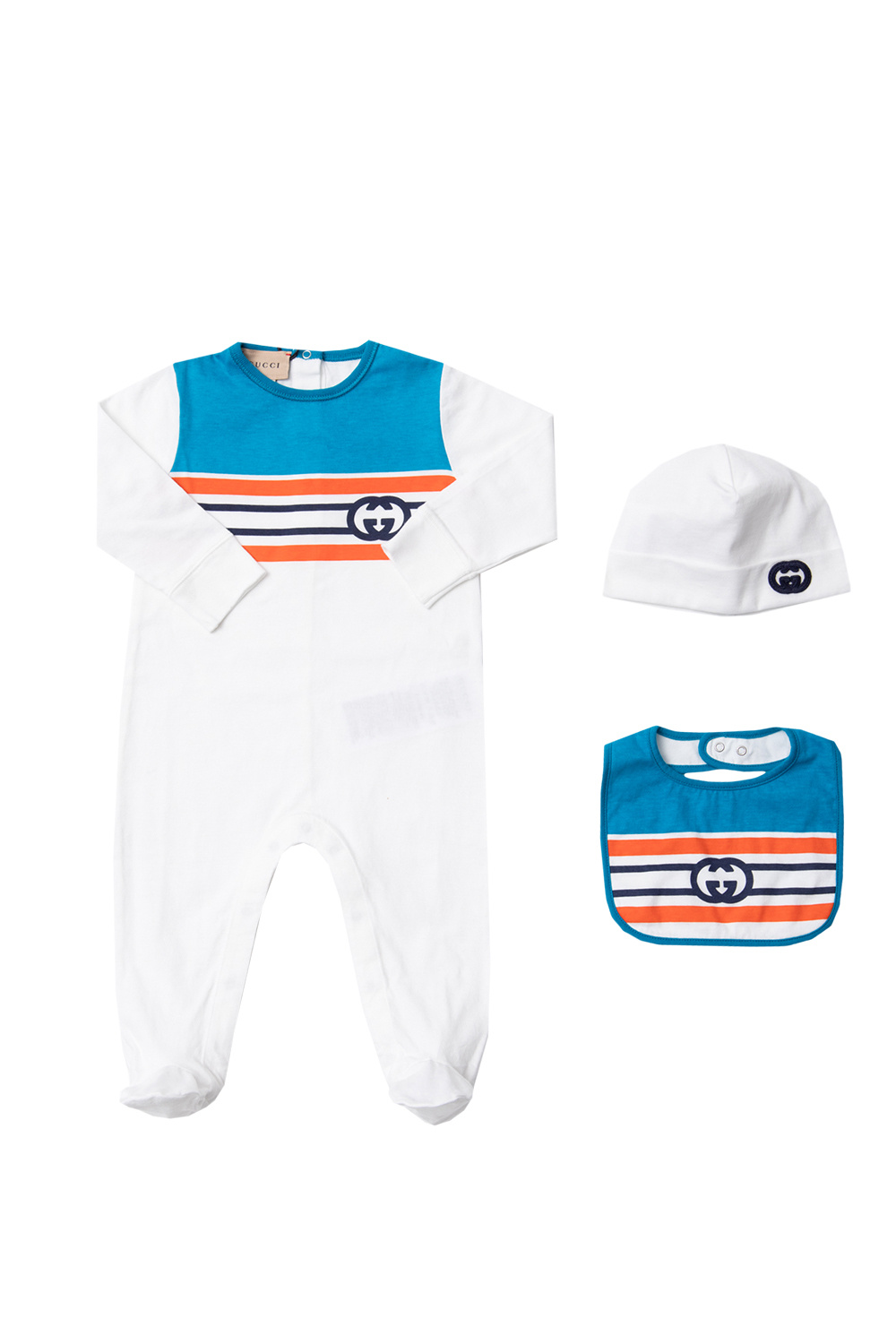 Gucci Kids Onesie, hat star and bib set