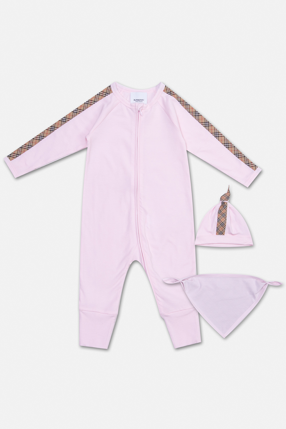 Burberry Kids Romper, hat and bib set