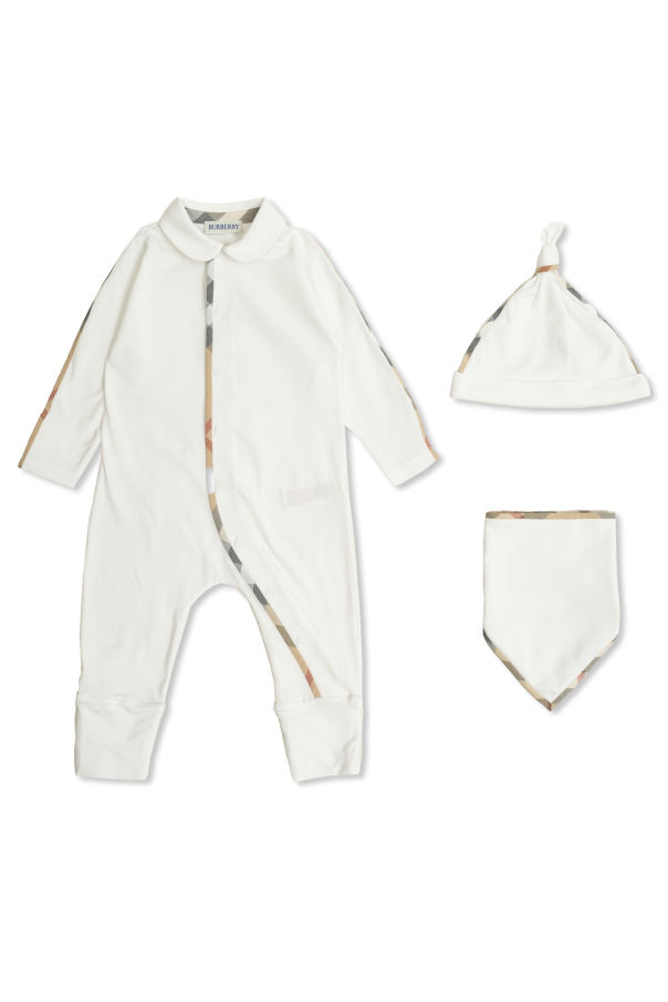 Burberry Kids Set: hat, bib, and bodysuit