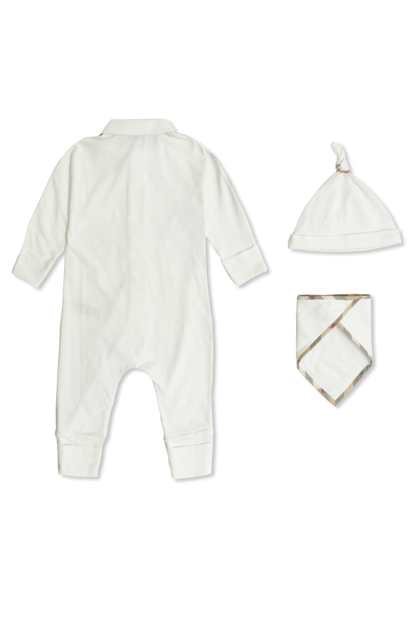 Burberry Kids Set: hat, bib, and bodysuit