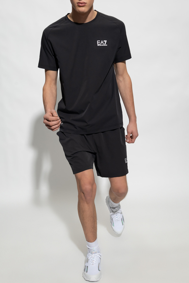 Emporio Armani gathered-detail sleeveless top Emporio Armani Kids cotton-blend black shorts