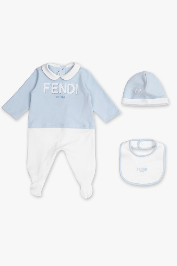 Fendi Kids Babygrow, hat & bib set