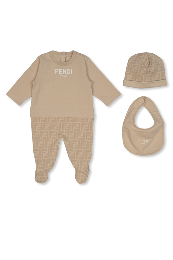 Baby set: playsuit, hat & bib od Fendi Kids