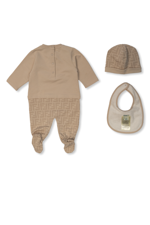 Fendi Kids Komplet: pajacyk niemowlęcy, czapka i śliniak