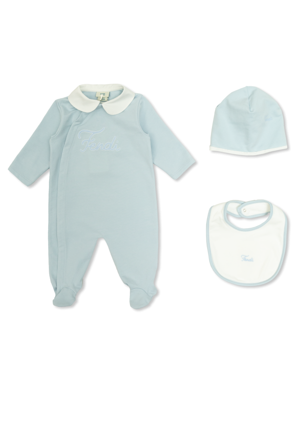 Set: onesie, hat, and bib, zdjęcie 1 Set: onesie, hat, and bib od Fendi Kids