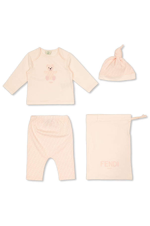 Set: cap, long-sleeved t-shirt and trousers od Fendi Kids