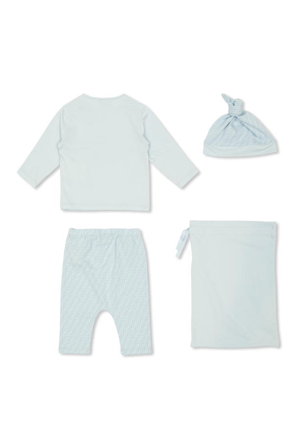 Fendi Kids Set: cap, long-sleeve t-shirt, and trousers