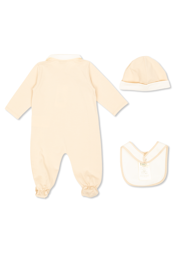 Fendi Kids Conjunto: body, gorro y babero