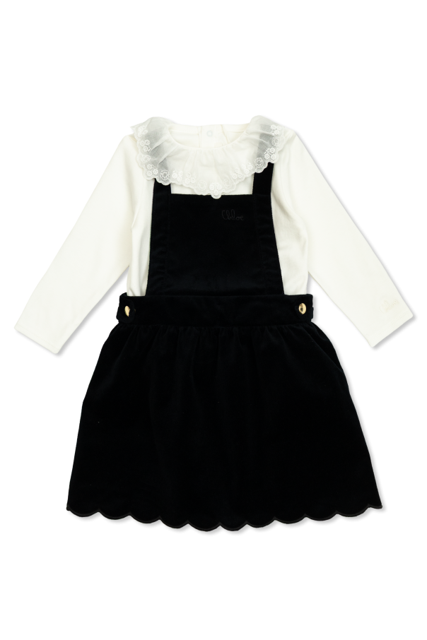 Velvet dress with top od Chloé Kids