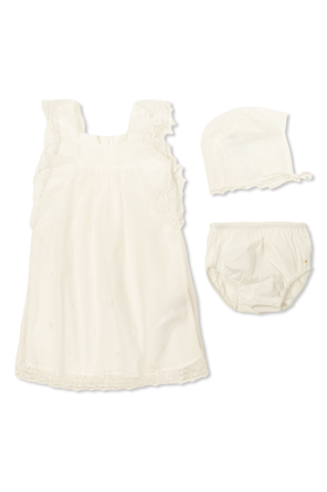 Chloé Kids Conjunto: vestido, gorrito, braguitas