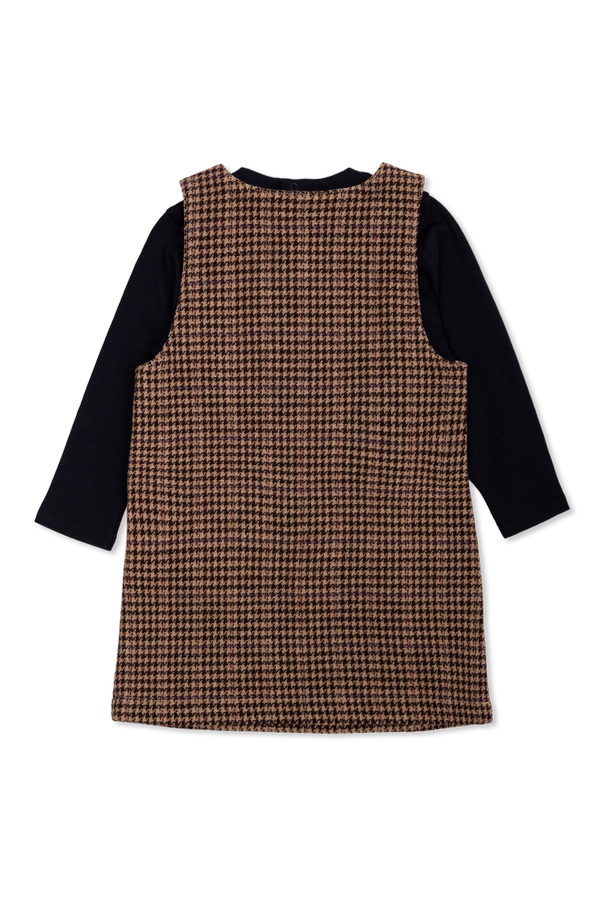 Chloé Kids Wool Houndstooth Dress and Long-Sleeved Top Set by Chloé Kids