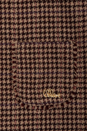 Chloé Kids Wool Houndstooth Dress and Long-Sleeved Top Set by Chloé Kids