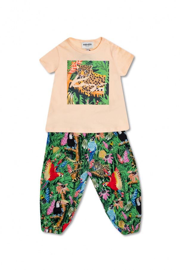Kenzo Kids T-shirt & logo-buckle trousers set