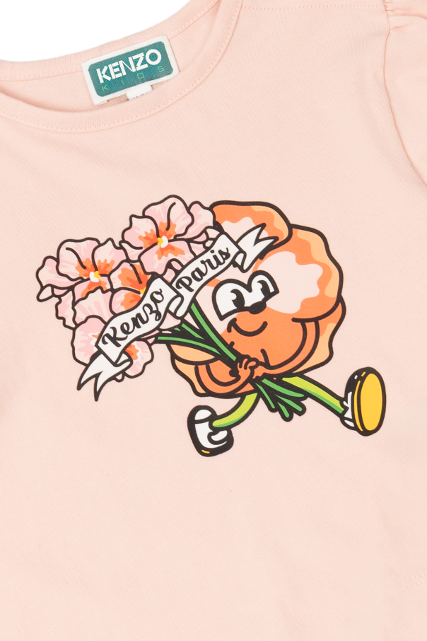 Kenzo Kids floral-print ruched blouse - Orange