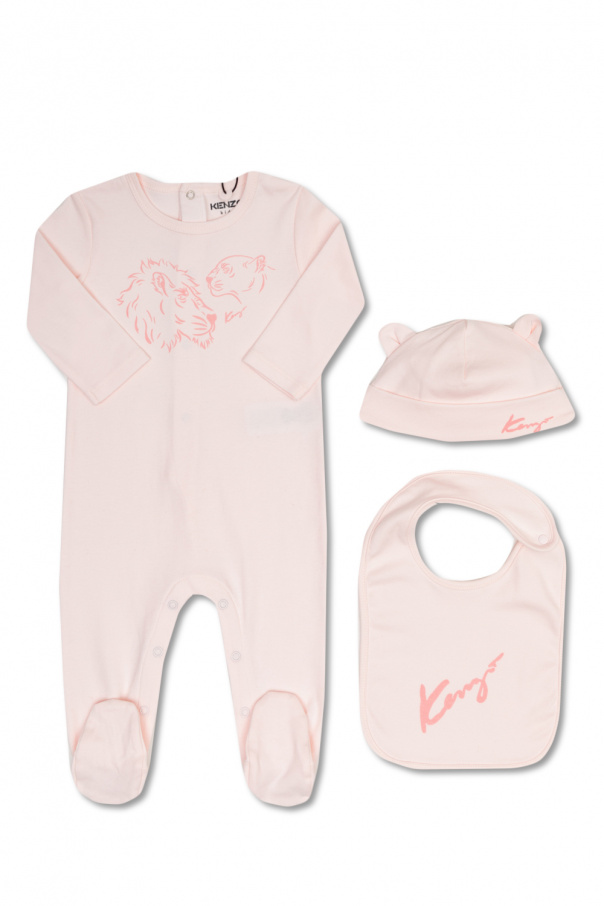 Kenzo Kids Romper, beanie and bib set