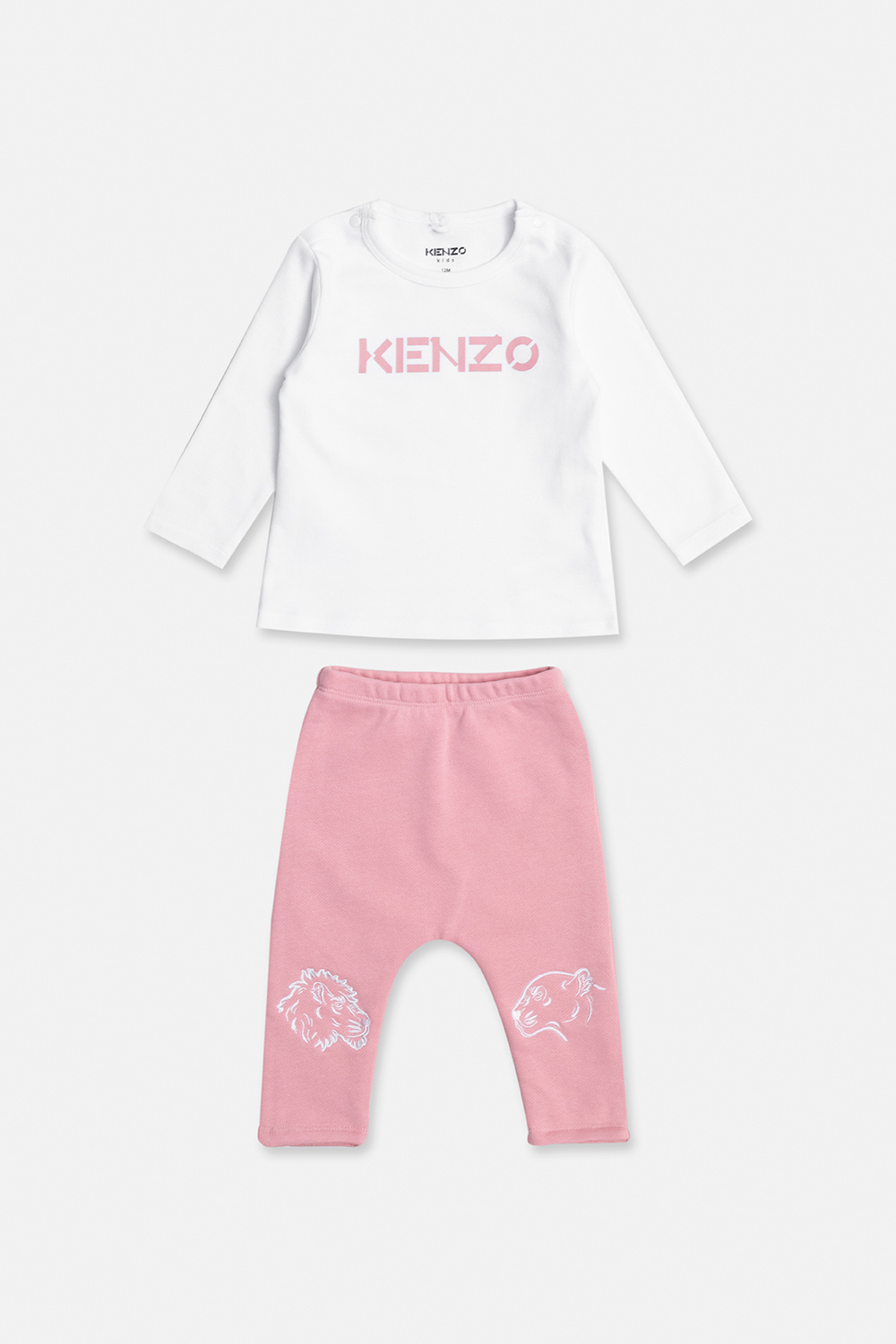 Kenzo Kids Long-sleeved T-shirt & Neutrals trousers set