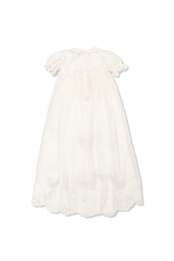 Dolce & Gabbana Kids Silk dress with puff sleeves