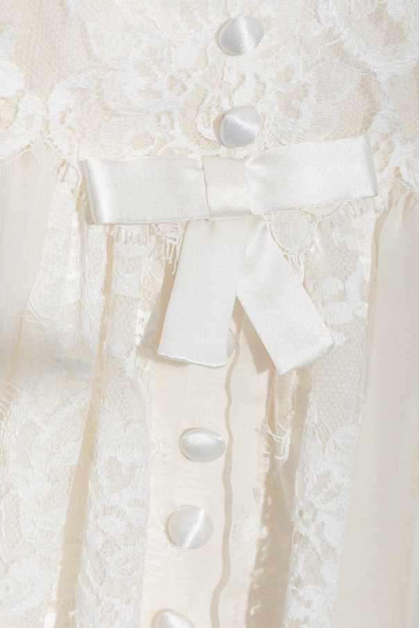 Dolce & Gabbana Kids Silk dress with puff sleeves