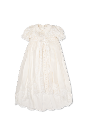 Silk dress with puff sleeves