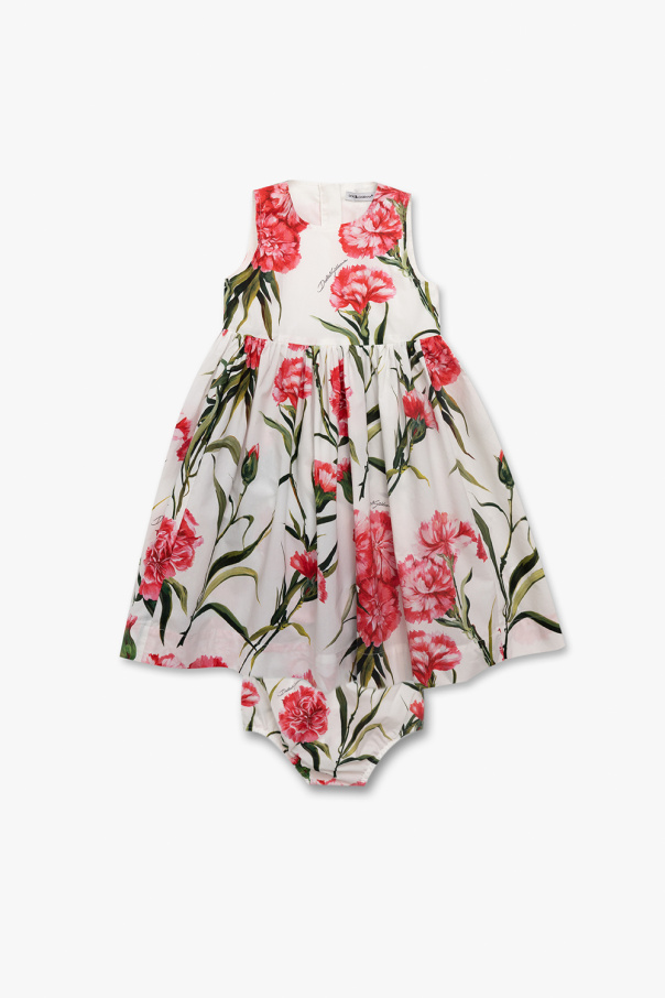 Dolce & Gabbana logo patch cotton cargo pants Kids Floral dress
