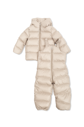 Conjunto: pantalones acolchados con tirantes, chaqueta acolchada