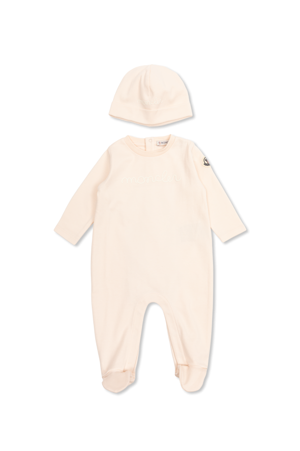 Moncler Enfant Set: baby sleepsuit, hat