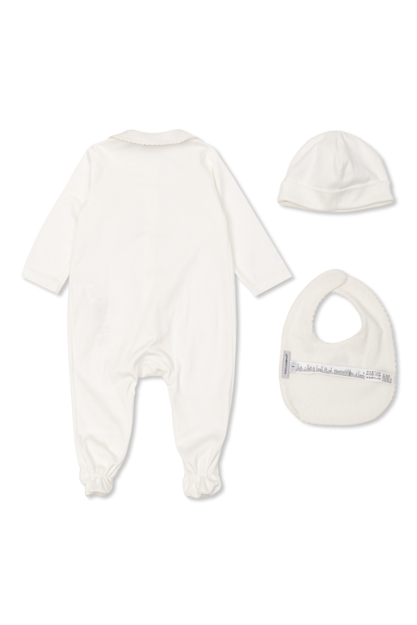 Dolce & Gabbana Kids Dojčenská súprava: overal, čiapka a podbradník