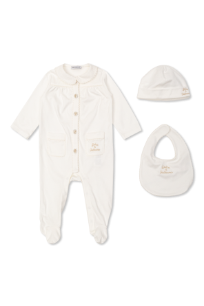Dolce & Gabbana Kids Dojčenská súprava: overal, čiapka a podbradník