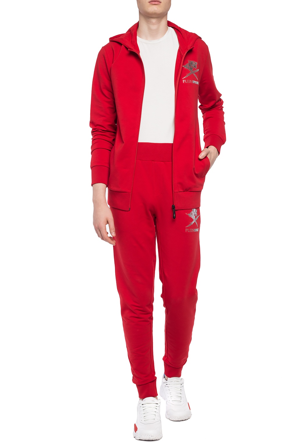 red sweatshirt and sweatpants set