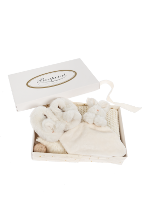 Set: blanket, shoes, container, and toy