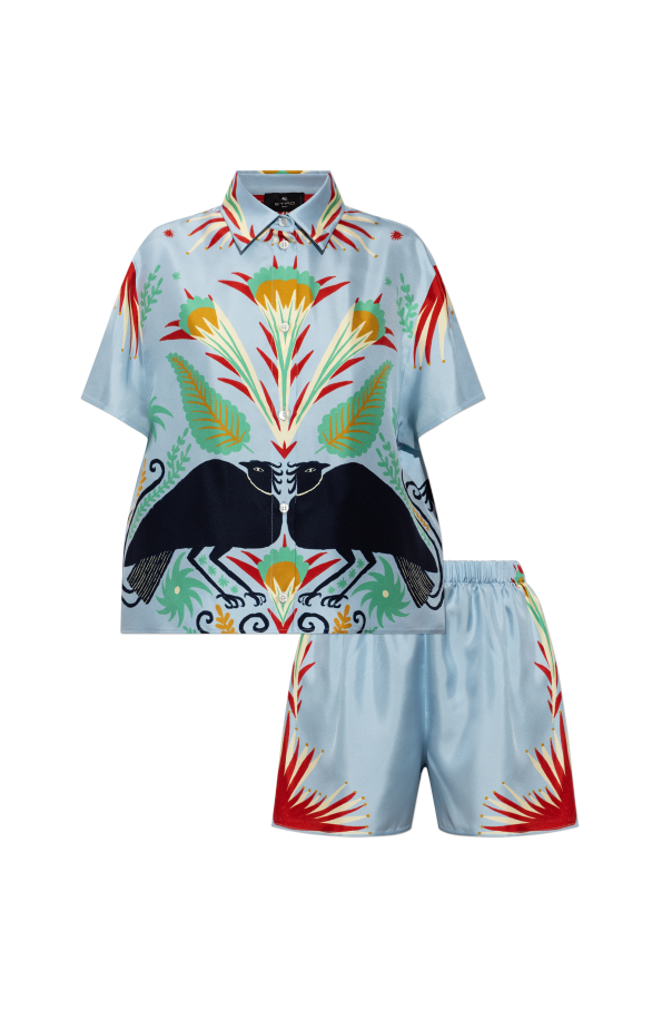 Silk set: shorts, shirt od Etro