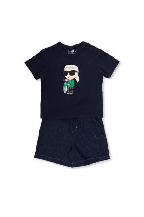 Karl Lagerfeld Kids T-shirt con effetto mélange Toni neutri
