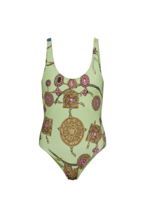 One-piece swimsuit with "Broken Jewels" print