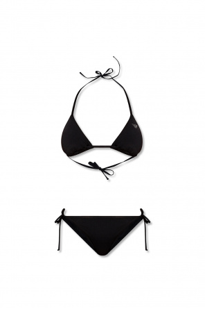 Bikini with logo od Emporio Armani logo-print leather keyring