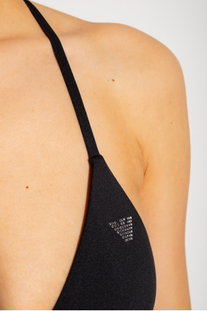 Giorgio Armani Pre-Owned hanging fabric detailed top Bikini with logo